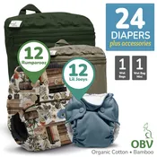 Cloth Diaper Bundle - Newborn Starter | Rumparooz G3 OBV One Size + Lil Joey Newborn AIO :: 24 pack+