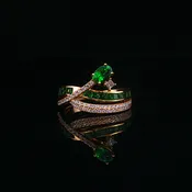 Emerald Bypass Multistone Ring in Yellow Gold