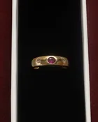 8k Gold Ring w/ Diamond & Ruby / size: 5.25