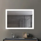 COLINE 40" x 24" Rectangular Silver Frameless LED Mirror