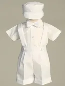 Baby Boys’ Suspender Short Set with Hat