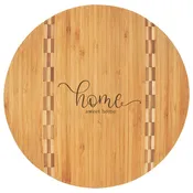 12" Round Bamboo Cutting Board with Butcher Block Inlay