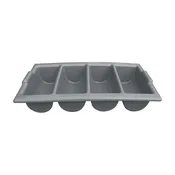 4-Compartment Cutlery Flatware Silverware Bin / Box, Gray