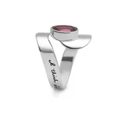 “I Think About You” quote Ring with Garnet