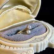 Native Pearl and Yellow Gold Bypass Antique Ring