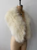 1940s - 1950s Vintage White Marabou Feather Capelet Wrap Old Hollywood Style OSMF