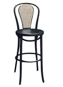 Bentwood Bar Stool Hairpin Style With Wood Seat & Cane Back