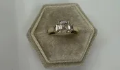 14k Yellow Gold Genuine Lab Grown 2.04 Carat Asscher Cut Diamond Three Stone Ring