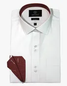 White Slim Fit Shirt with Contrasting Collar & Cuffs