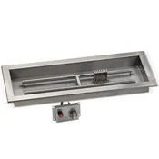 24″ x 8″ Stainless Steel Rectangular Drop-in Fire Pit Pan With Electric Ignition System kit, CSA Certified