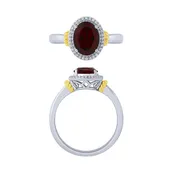 14K Garnet And Diamond Halo Ring