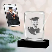3D Crystal Large Ultra Faceted Portrait Photo - Engraving & Light Base Options