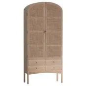 35.4"W x 78.7"H Natural Oak & Rattan Coastal Armoire