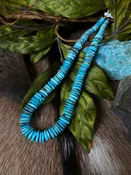 16in. Heishi Necklace w/ Kingman Turquoise