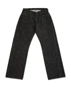 0105BK Wide Black Selvedge Denim - Black