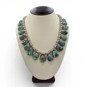Carico Lake Turquoise & Navajo Pearl Necklace by Ray Bennet
