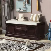 Banc de rangement / banc à chaussures avec coussin amovible pour salon