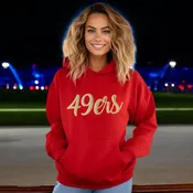 49ers Glitter Hoodie in Red & Gold for Women Hooded Sweatshirt, San Francisco