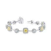 1-Row Cushion Cut Fancy Light Yellow Diamond Fashion Bracelet