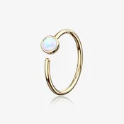 14 Karat Gold Bezel Set Fire Opal Bendable Hoop Ring