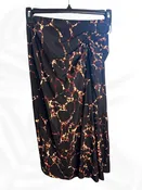 ba&sh Printed Midi Skirt Black Red Abstract Draped Ruched Skirt Size 1