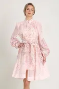 Crystal Embellished Floral Belted Shirt Dress