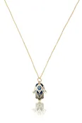 14k Gold Treville Hamsa Pendant Necklace in Blue
