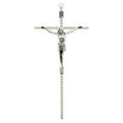 10" Silver Hammered Wall Crucifix
