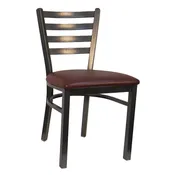 6147 Metal Chair with Silver Vein and Solid Wood Seat or Vinyl Seating