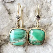 Variscite and Diamond Earrings