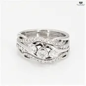 10K&14K White Gold Diamond Bridal Ring Set| 0.75 CT TDW| 6.6 Grams| Size 6.50″ – R9533