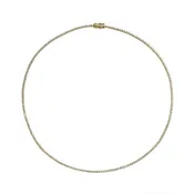 14K Yellow Gold 18" Slim Diamond Tennis Necklace 3.10cttw