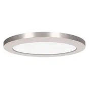 120-277v LED Round Flush Mount in Brushed Steel Finish