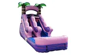 12FT Pink Inflatable Water Slide with Palm Tree Columns
