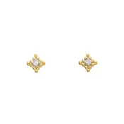 10K Yellow Gold Beaded Diamond Earrings
