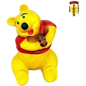 8" Handcrafted Wooden Bear with Honey Pot