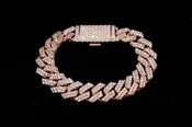10K ROSE GOLD 9.20 CTW DIAMOND CUBAN LINK BRACELET 6.75"