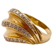 14K Yellow Gold 0.50 CT Diamond Wave Band Ring