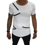 ALBERT" WHITE TEE WITH FASHION ZIP DETAIL