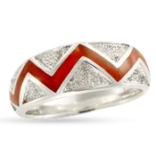 Coral River of Love Ring with Brushed Gold Triangles
