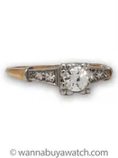 18k Yellow Gold & Platinum O.40ct Diamond Solitaire Circa 1930’s
