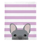 Blue French Bulldog on Lavender Stripes | Frenchie Blanket