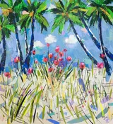 "Arboreal Palms" by Helen Zarin 40" x 40" — Framing Wholesalers, Inc.