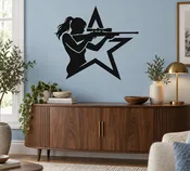 Adult Woman Shooter with Star Vinyl Decal - GirlsWithGunsCX019