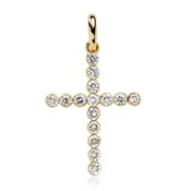 Bezel-Set Diamond Cross Pendant in Yellow Gold