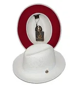 Bruno Capelo Mens Summer Straw White Red Bottom Hat