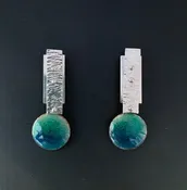 Sterling Enamel Blue/Green Earrings