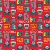 95060101-2 Camelot Tonka Trucks Collection Fabric - Red with trucks