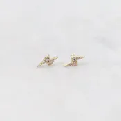 14k Diamond Lightning Bolt Post Earrings