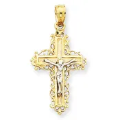 14KT Two-tone Gold Crucifix Cross Pendant K3733